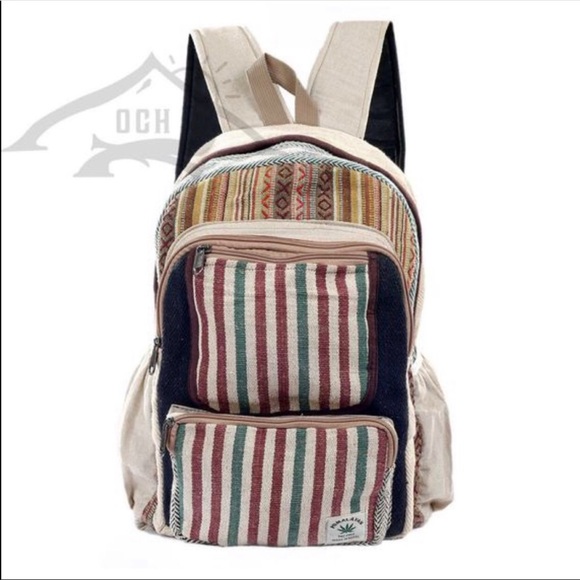 OrrinCraftHouse Handbags - Handmade Multi Pocket Hemp Backpack